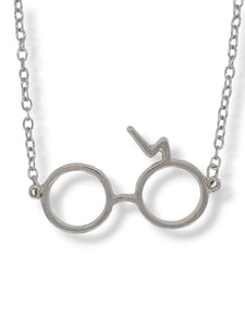 Silver Scar and Glasses Necklace
