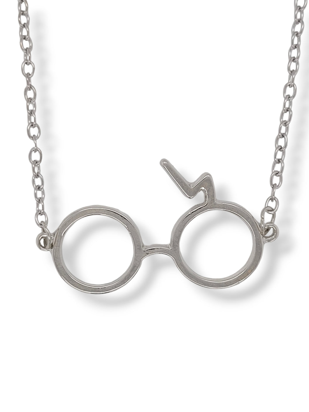 Silver Scar and Glasses Necklace