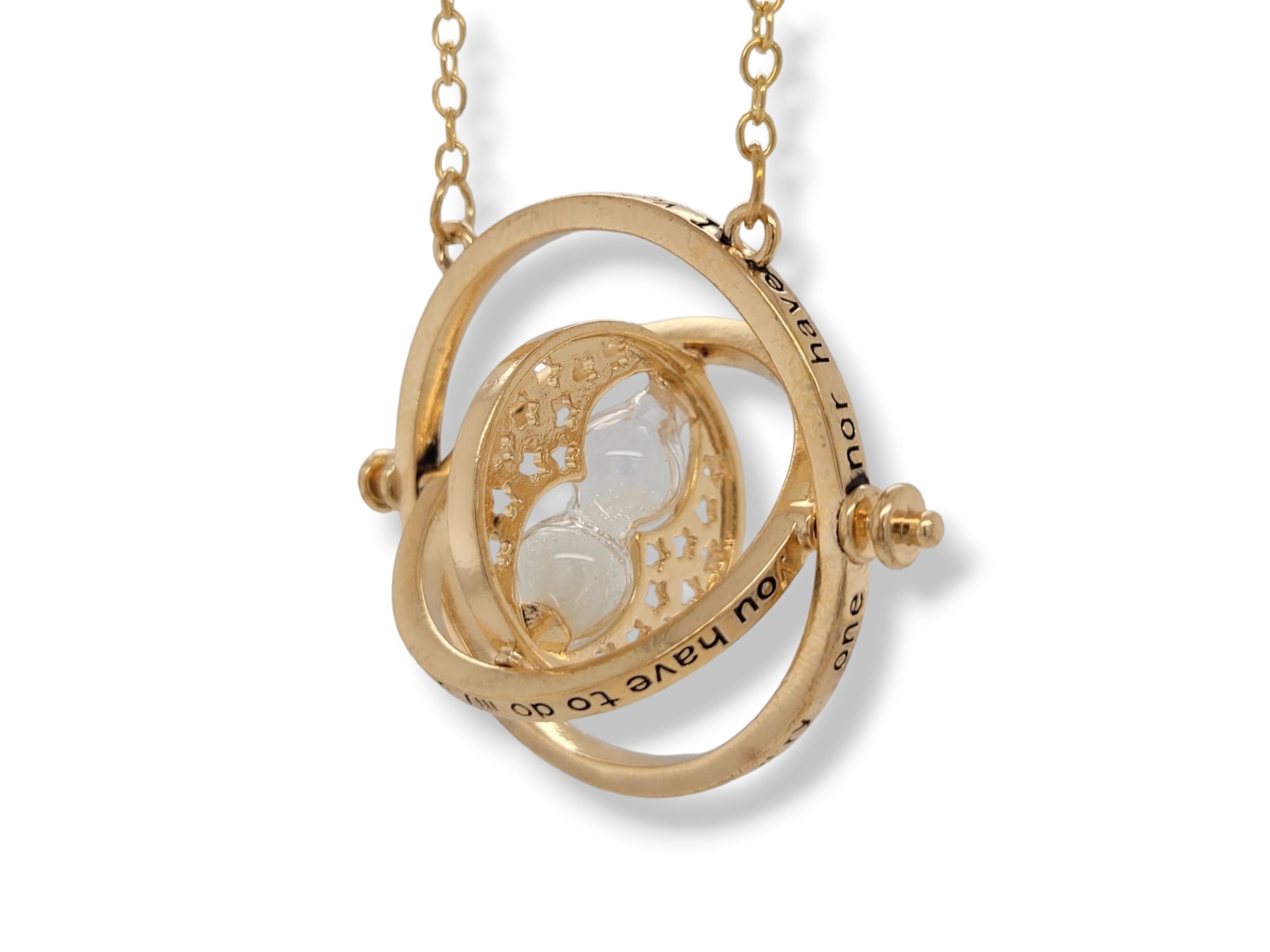 White Hourglass Time Turning Necklace