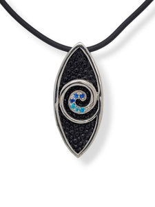 Sterling Silver Sapphire and Stingray Leather Necklace