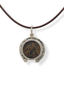 Sterling Silver Surround Roman Coin Necklace