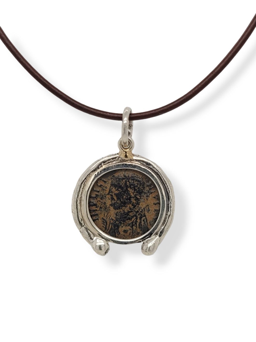 Sterling Silver Surround Roman Coin Necklace