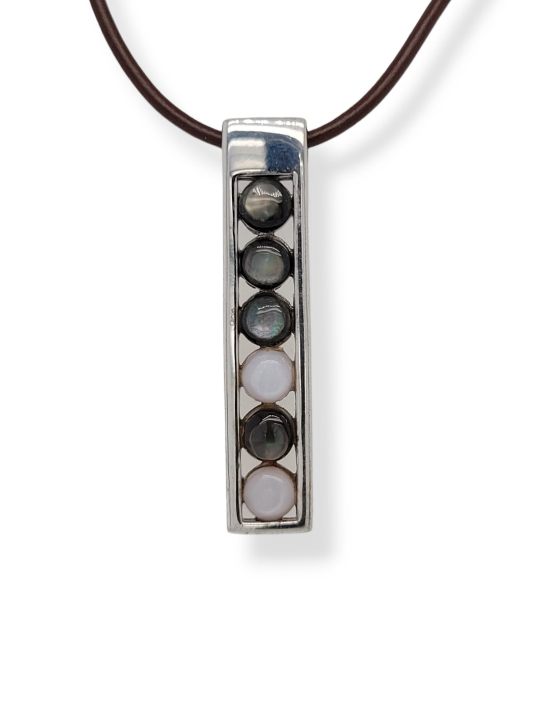 Sterling Silver Labradorite and Moonstone Bar Necklace
