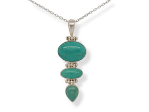 Sterling Silver Three Turquoise Necklace