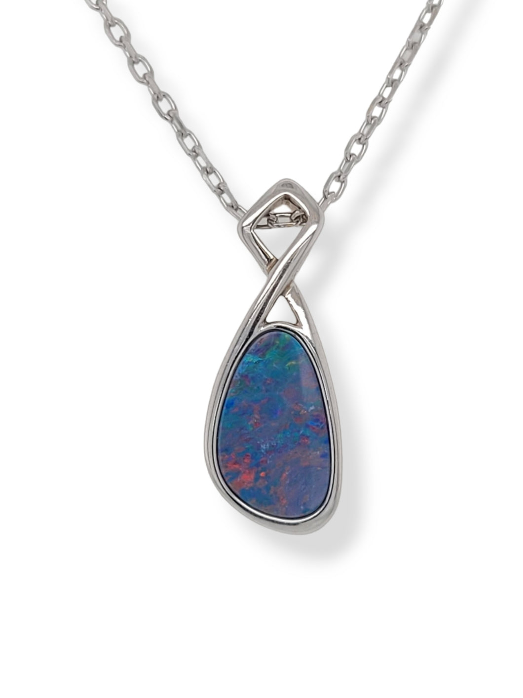 Sterling Silver Australian Opal Doublet Necklace