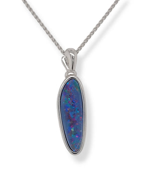 Sterling Silver Australian Opal Doublet Necklace