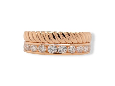 Estate 14KR Diamond and Rope Stacked Ring