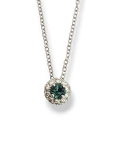 Load image into Gallery viewer, 14K Montana Sapphire and Diamond Necklace
