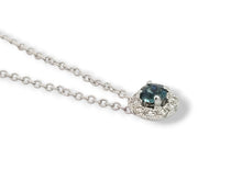Load image into Gallery viewer, 14K Montana Sapphire and Diamond Necklace
