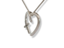 Load image into Gallery viewer, Sterling Heart with Diamond Cross Necklace