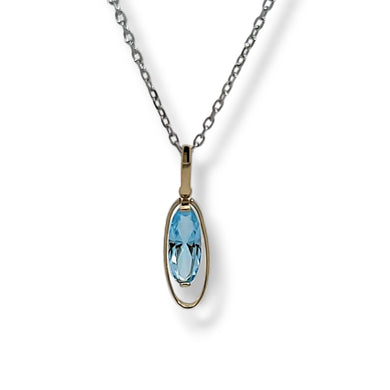 10K Yellow Gold Oval Pendant with Blue Topaz