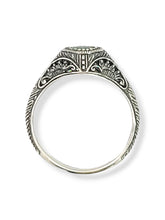 Load image into Gallery viewer, Sterling Emerald Filigree Ring