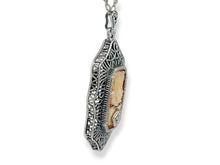 Load image into Gallery viewer, Sterling Hand Carved Italian Shell Cameo with Diamond
