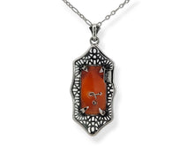Load image into Gallery viewer, Sterling Hand Carved Italian Shell Cameo with Diamond