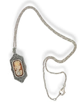 Load image into Gallery viewer, Sterling Hand Carved Italian Shell Cameo with Diamond