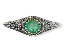 Load image into Gallery viewer, Sterling Emerald Filigree Ring