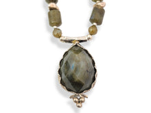 Load image into Gallery viewer, Sterling Silver Pear Shaped Labradorite Bead Necklace