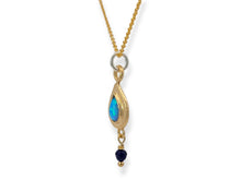 Load image into Gallery viewer, Sterling G/P Opal and Lapis Necklace, G/F chain