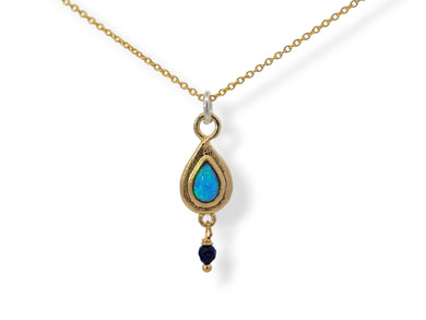 Sterling G/P Opal and Lapis Necklace, G/F chain