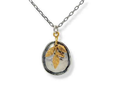 Sterling G/P Oval Leaf Necklace