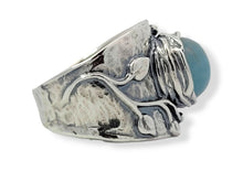 Load image into Gallery viewer, Sterling Aquamarine Leaf Ring
