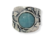 Load image into Gallery viewer, Sterling Aquamarine Leaf Ring
