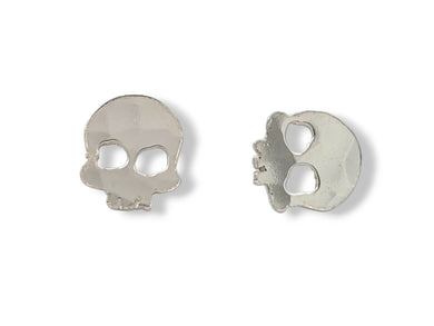 Sterling Silver Hammered Skull Stud Earrings