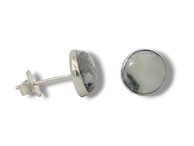 8mm Sterling Silver Howlite Stud Earrings