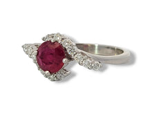 Load image into Gallery viewer, Estate 18KW Ruby and Diamond Bypass Ring