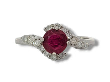 Load image into Gallery viewer, Estate 18KW Ruby and Diamond Bypass Ring