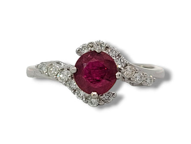 Estate 18KW Ruby and Diamond Bypass Ring