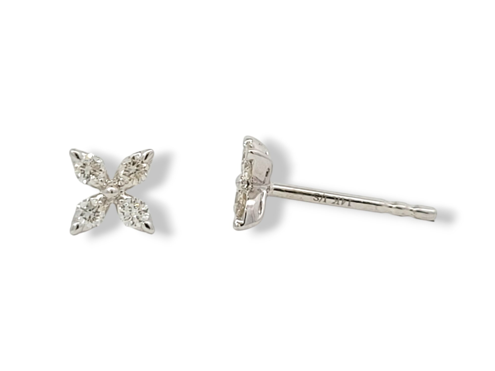 14KW 0.24ctw Four Pointed Star Post Earrings