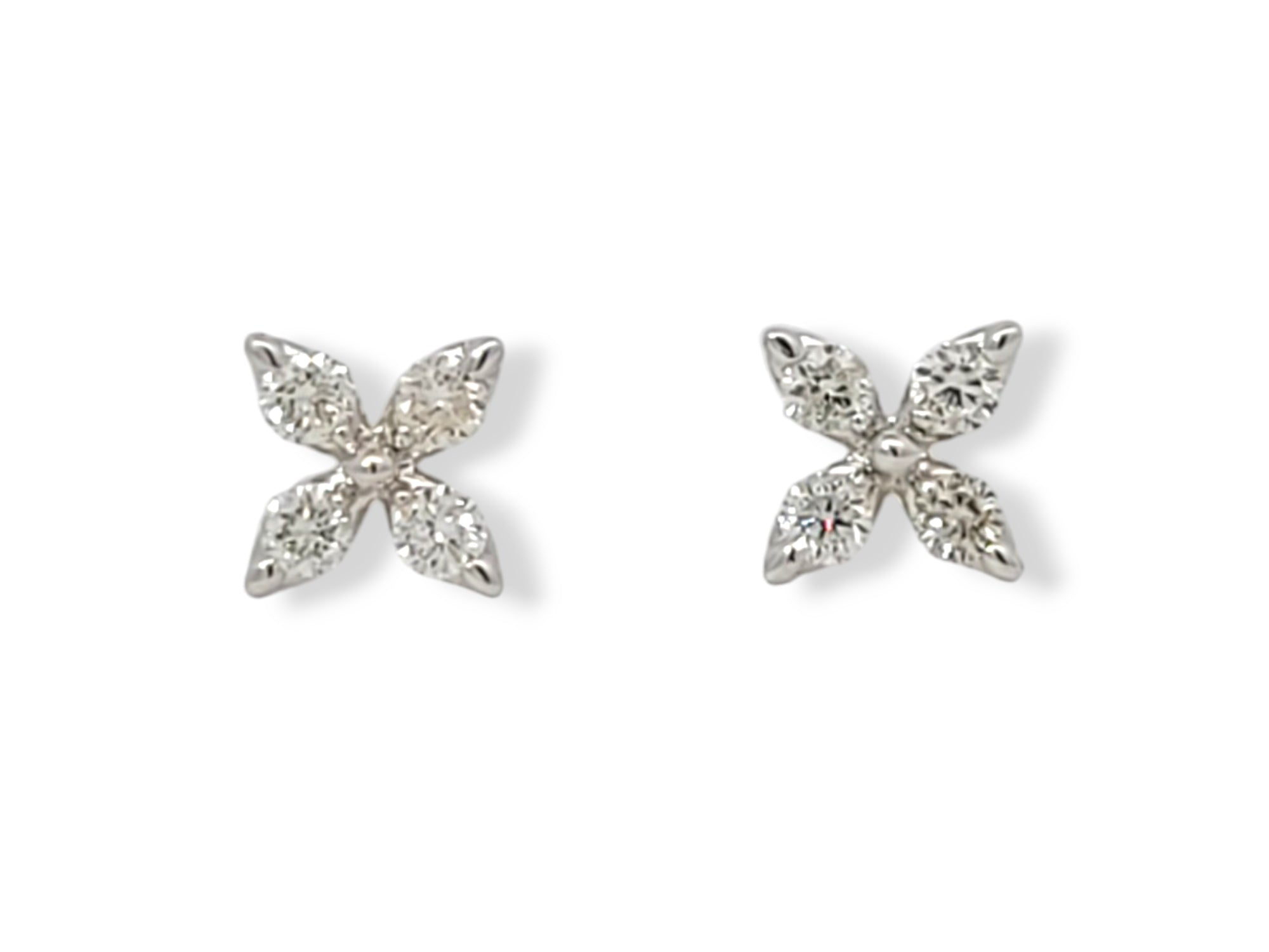 14KW 0.24ctw Four Pointed Star Post Earrings
