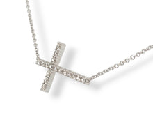 Load image into Gallery viewer, 14K 0.27ctw Sideways Cross Necklace