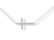 Load image into Gallery viewer, 14K 0.27ctw Sideways Cross Necklace