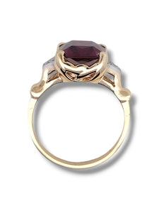 Estate 10K Garnet and Diamond Ring