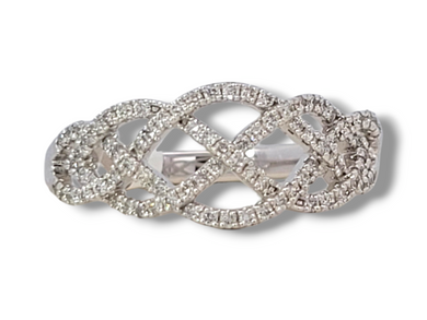 14KW 1/3 CTW Round Diamond Woven Pattern Fashion Ring