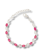 Load image into Gallery viewer, Sterling Silver Oval Created Ruby Bracelet