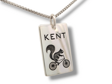 Load image into Gallery viewer, Black Squirrel Cyclist Tag Style Pendants and Necklaces