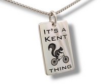 Load image into Gallery viewer, Black Squirrel Cyclist Tag Style Pendants and Necklaces