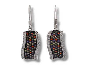 Sterling Silver Multicolor CZ Dangle Earrings