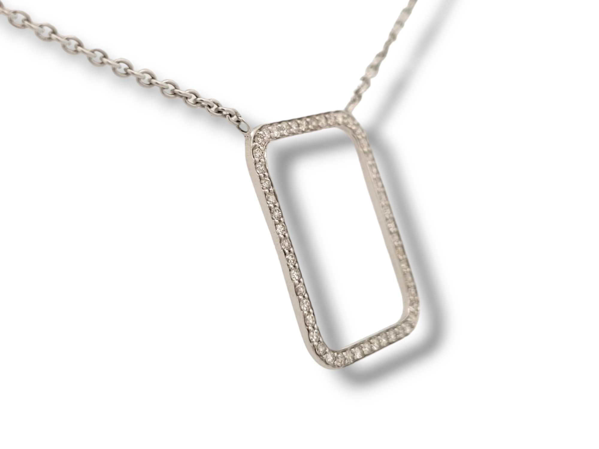 14KW Rectangle Diamond Necklace 0.38ctw - 18