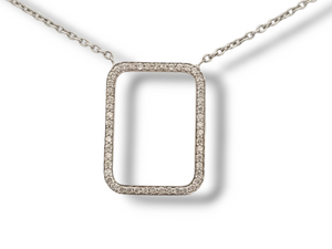 14KW Rectangle Diamond Necklace 0.38ctw - 18"
