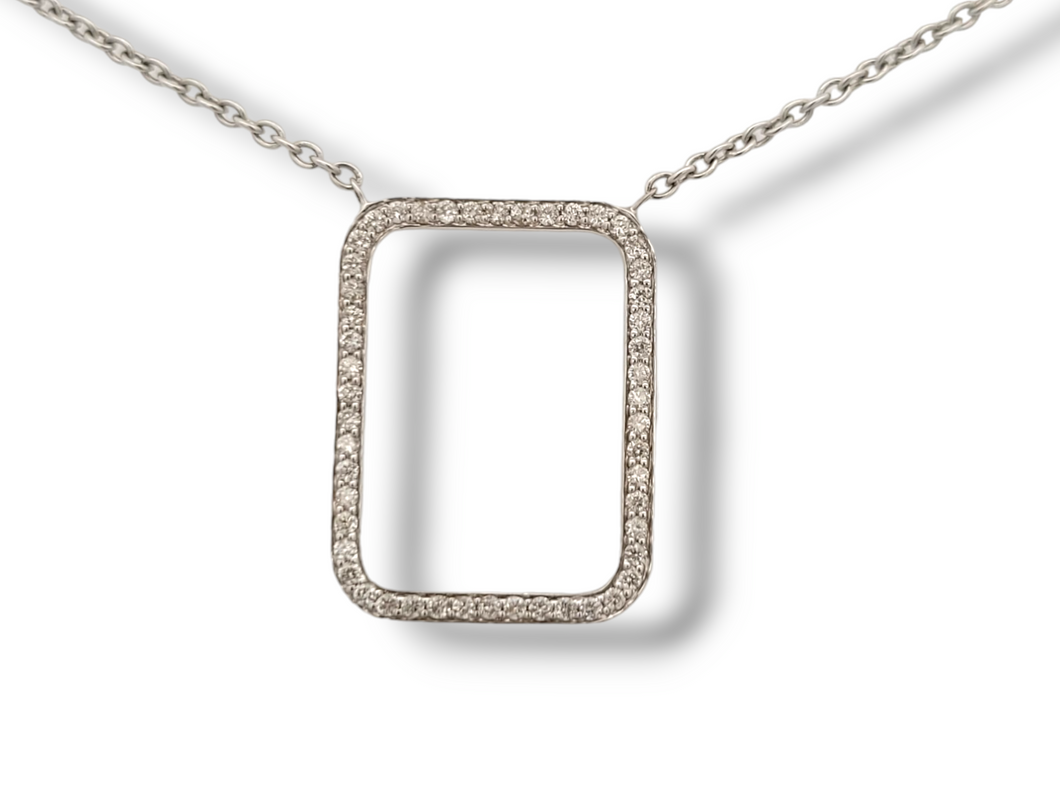 14KW Rectangle Diamond Necklace 0.38ctw - 18