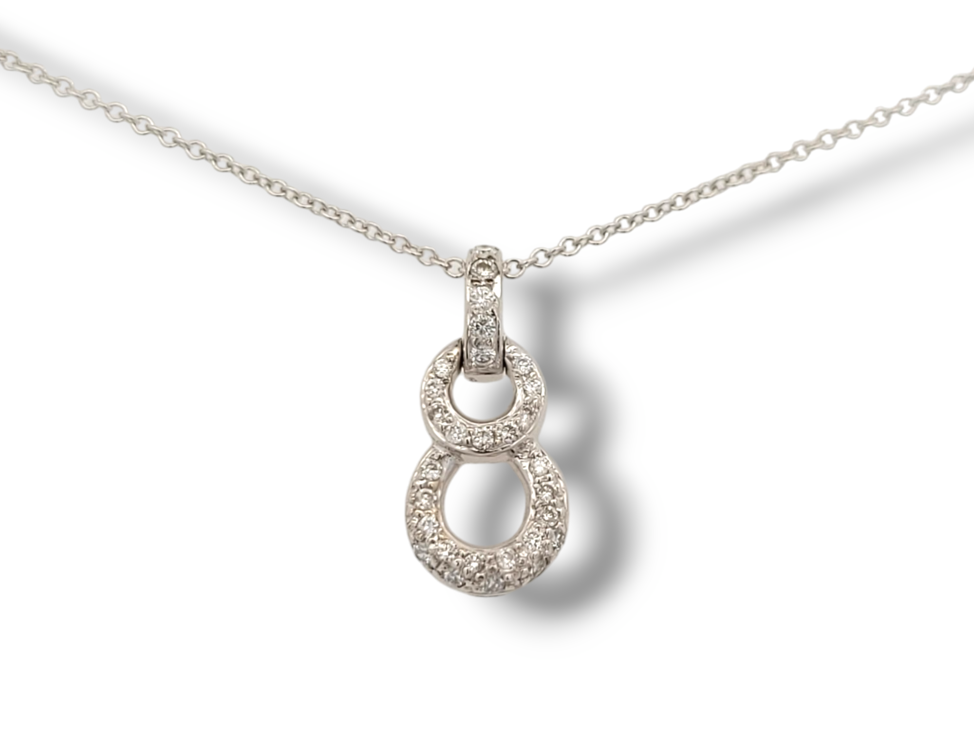 14KW Double Circle Diamond Necklace 0.24ctw - 18