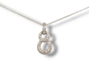 14KW Double Circle Diamond Necklace 0.24ctw - 18"