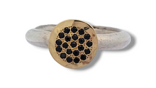 Load image into Gallery viewer, Sterling Silver and 14k Pave Black Spinel Ring
