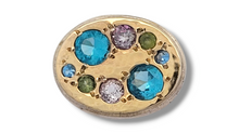 Load image into Gallery viewer, Sterling Silver and 14k Ring with Peridot, Blue Topaz, and Pink Amethyst