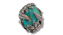 Load image into Gallery viewer, Sterling Silver Floral Wrapped Turquoise Ring