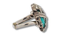 Load image into Gallery viewer, Sterling Silver Floral Wrapped Turquoise Ring
